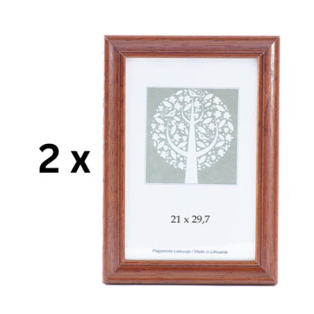 Nuotraukų rėmelis, medinis, A4, 21x29,7 cm, rudos sp., pakuotė 2 vnt.