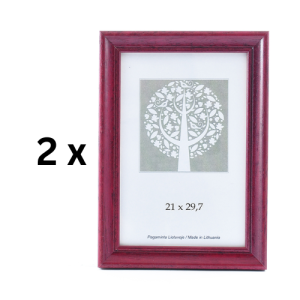 Nuotraukų rėmelis, medinis, A4, 21x29,7 cm, vyšnių sp., pakuotė 2 vnt.