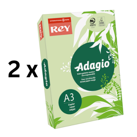 Spalvotas popierius REY ADAGIO 81, A3, 80 g/m2, 500 lapų, šviesiai žalia pakuotė 2 vnt.