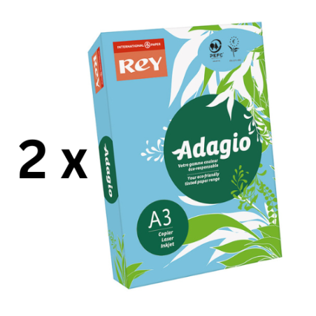 Spalvotas popierius REY ADAGIO 48, A3, 80 g/m2, 500 lapų, ryškiai mėlyna pakuotė 2 vnt.