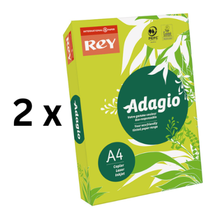 Spalvotas popierius REY ADAGIO 14, A4, 80 g/m2, 500 lapų, gelsvai žalia pakuotė 2 vnt.