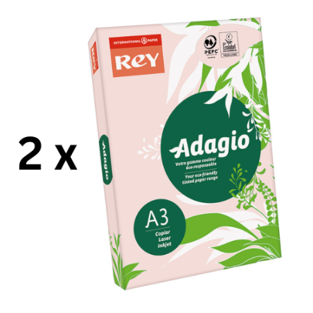 Spalvotas popierius REY ADAGIO 07, A3, 80 g/m2, 500 lapų, šviesiai rožinė pakuotė 2 vnt.