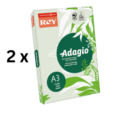 Spalvotas popierius REY ADAGIO 09, A3, 80 g/m2, 500 lapų, žalia pakuotė 2 vnt.