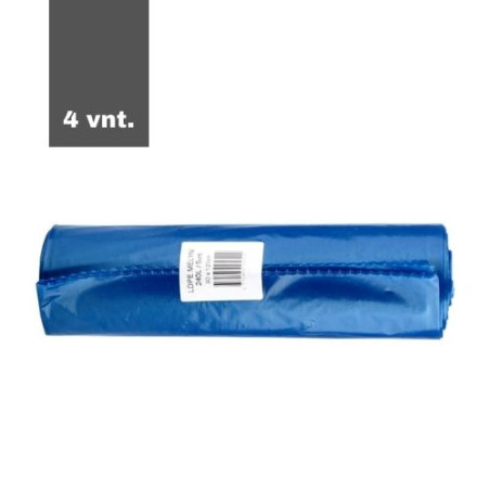 Šiukšlių maišai, stori, 50 mk, 240 l, 1200 x 900 mm, LDPE, 5 vnt., mėlyna sp., pakuotė 4 vnt.