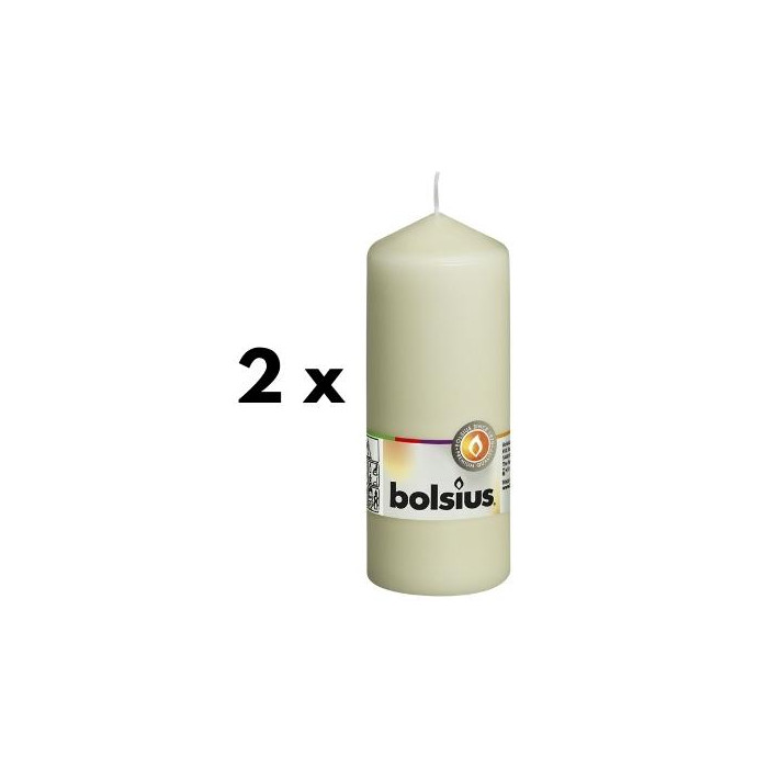 Žvakė - cilindras, kreminė, D 5,8 cm, H 15 cm,  43 h, vnt,, pakuotė 2 vnt.