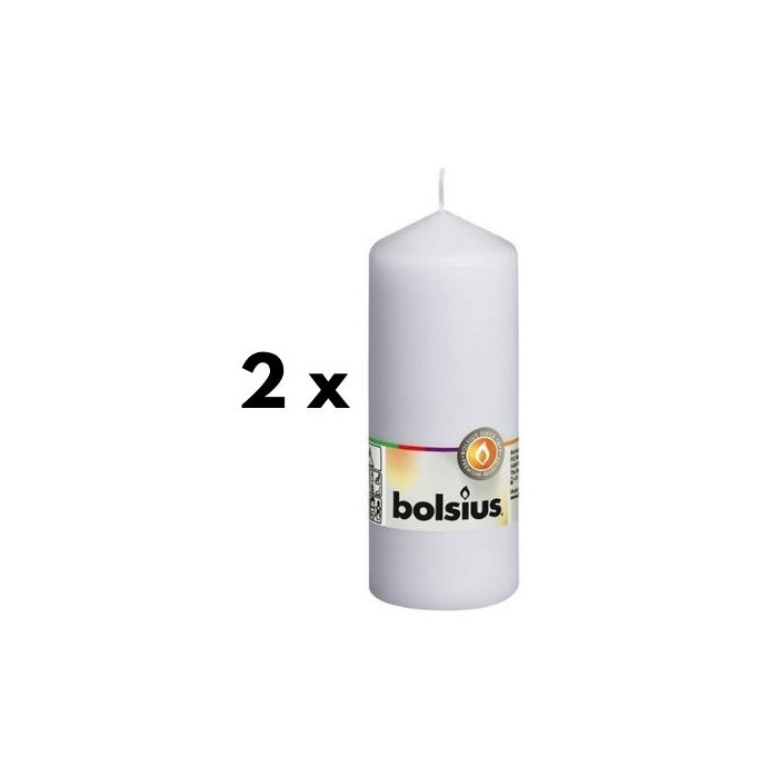 Žvakė - cilindras, balta, D 5,8 cm, H 15 cm, 43 h, vnt,, pakuotė 2 vnt.