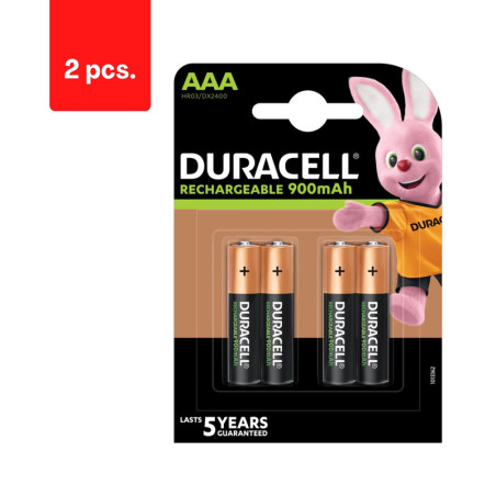 „Duracell Recharge 900 mAh“ AAA baterijos, 4 baterijos,, pakuotė 2 vnt.