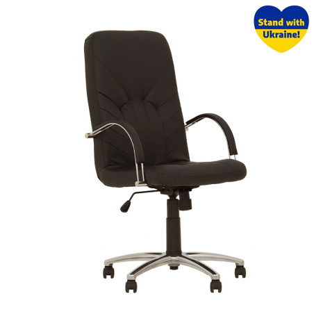 Vadovo kėdė NOWY STYL MANAGER STEEL Chrome, dirbtinė oda ECO30 juoda sp.