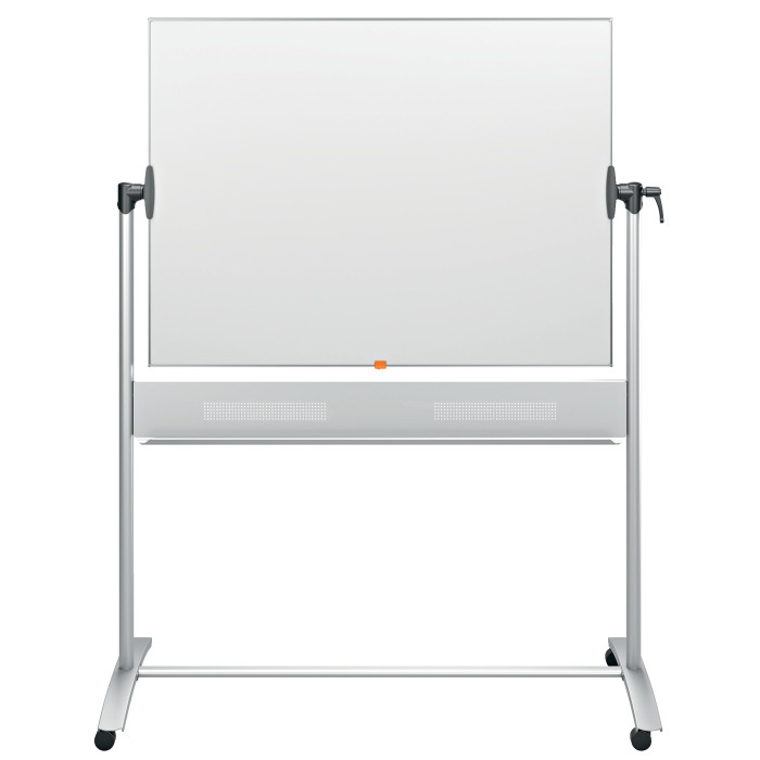 Dvipusė vartoma emaliuota magnetinė lenta NOBO, 90x120 cm, mobilus stovas, balta sp.