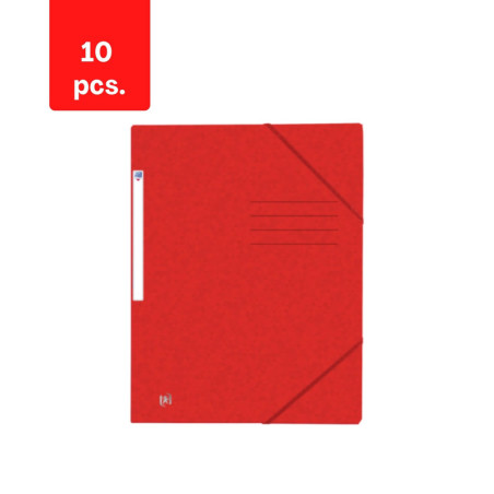 Dėklas dokumentams su gumele ELBA OXFORD, A4, kartoninis, raudona, pakuotė 10 vnt.