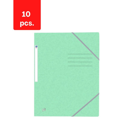 Dėklas dokumentams su gumele ELBA OXFORD, A4, kartoninis, pakuotė 10 vnt., šviesiai žalia sp.