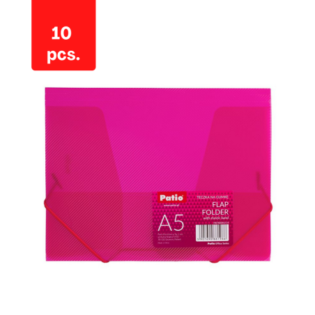 Dėklas dokumentams PATIO su gumele, PP, A5, pakuotė 10 vnt., skaidri rožinė sp.