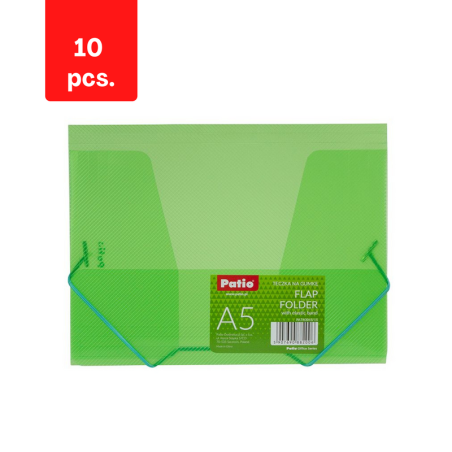 Dėklas dokumentams PATIO su gumele, PP, A5, pakuotė 10 vnt., žalia sp.