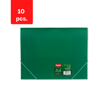Aplankas dokumentams su gumele  PATIO, PP, A4, žalia sp., pakuotė 10 vnt.