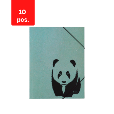Aplankas dokumentams, sąsiuviniams PAGNA Panda, A4, su gumele, žalia sp., pakuotė 10 vnt.