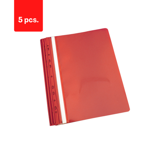 Aplankas su įsegėle ir europerforacija PANTA PLAST, A4, matinis viršelis, raudonas pakuotė 5 vnt.