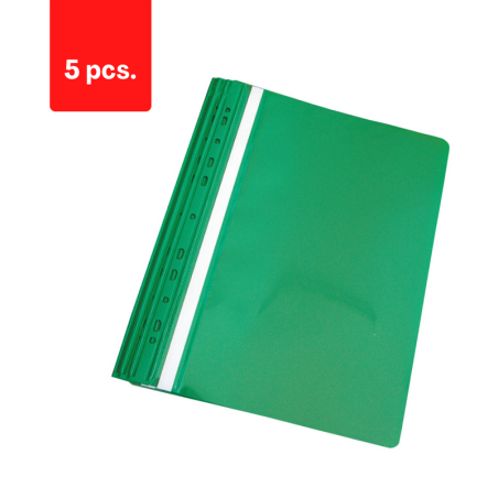 Aplankas su įsegėle ir europerforacija PANTA PLAST, A4, matinis viršelis, žalias pakuotė 5 vnt.