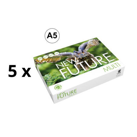 Biuro popierius New Future Multi, A5, 80g/m2, 500 lapų pakuotė 5 vnt.