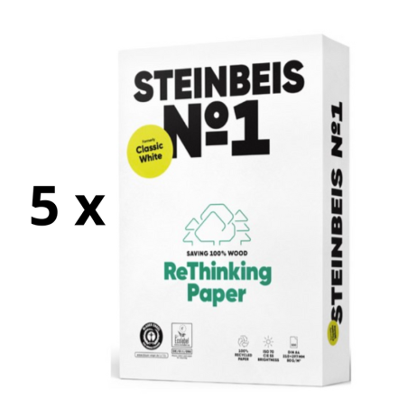 Biuro popierius Steinbeis, A4, 80 g/m2, 500 lapų pakuotė 5 vnt.