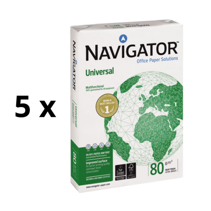 Biuro popierius NAVIGATOR UNIVERSAL, A3, 80 g/m2, 500 lapų pakuotė 5 vnt.