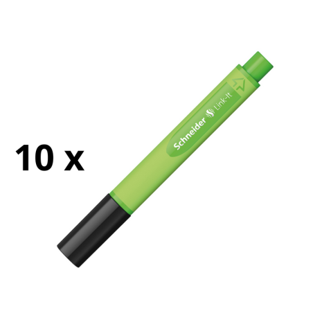 Rašiklis SCHNEIDER LINK-IT 0.4 mm, trumpas žalias korpusas, juodas rašalas pakuotė 10 vnt.