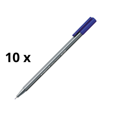 Vienkartinis rašiklis STAEDTLER TRIPLUS FINELINER 334, 0,3 mm, mėlyna pakuotė 10 vnt.