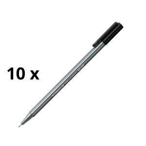 Vienkartinis rašiklis STAEDTLER TRIPLUS FINELINER 334, 0,3 mm, juoda pakuotė 10 vnt.