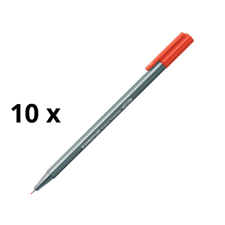 Vienkartinis rašiklis STAEDTLER TRIPLUS FINELINER 334, 0,3 mm, raudona pakuotė 10 vnt.