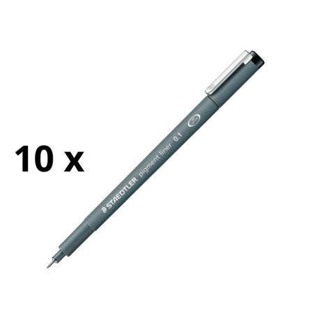Vienkartinis rašiklis STAEDTLER PIGMENT LINER, 1,2 mm, juodas rašalas pakuotė 10 vnt.
