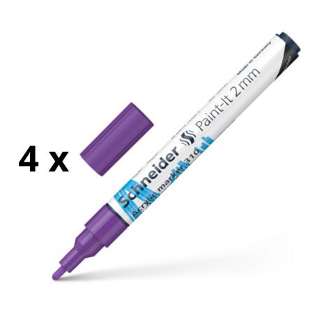 Akrilinis žymeklis SCHNEIDER Paint-it 310, 2 mm, violetinė sp. pakuotė 4 vnt.
