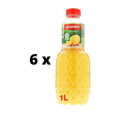 Apelsinų sultys GRANINI, su minkštimu, 100%, 1 l  x  6 vnt. pakuotė
