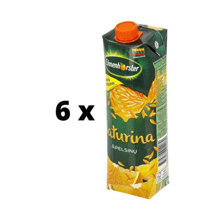 Gaivusis apelsinų sulčių gėrimas ELMENHORSTER Naturina, su vaisių minkštimu, 25%, 1 l  x  6 vnt. pakuotė