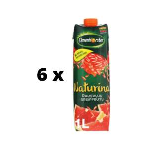 Gaivusis rausvųjų greipfrutų gėrimas ELMENHORSTER Naturina, su vaisių minkštimu, 25%, 1 l  x  6 vnt. pakuotė
