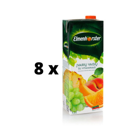 Įvairių vaisių gėrimas su vitaminais,  ELMENHORSTER, 1,5 l  x  8 vnt. pakuotė