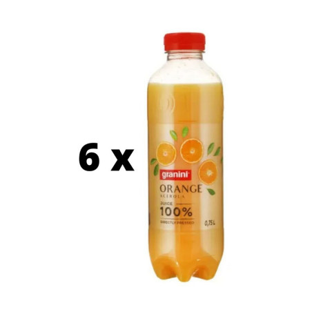 Apelsinų GRANINI tiesioginio spaudimo sultys 100% 0,75l  x  6 vnt. pakuotė
