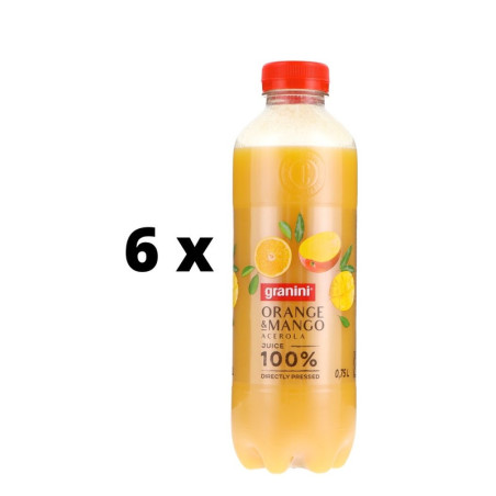 Apelsinų-mangų GRANINI tiesioginio spaudimo sultys 100% 0,75l  x  6 vnt. pakuotė