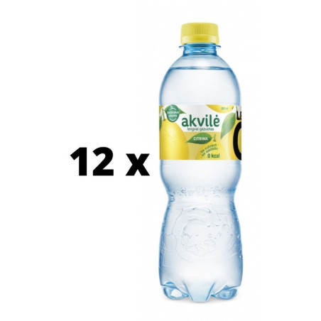Stalo vanduo "AKVILĖ" su citrinos aromatu, lengvai gazuotas, 0.5l  x  12 vnt. pakuotė