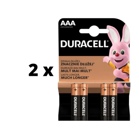 Baterijos DURACELL AAA, LR03, 4vnt  x  2 pak. pakuotė