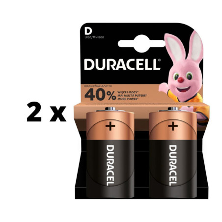 Baterijos DURACELL D, LR20, 2vnt  x  2 pak. pakuotė
