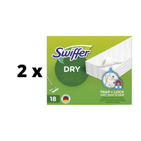Swiffer Sweeper sausos šluostės, papildymas 18vnt  x  2 vnt. pakuotė