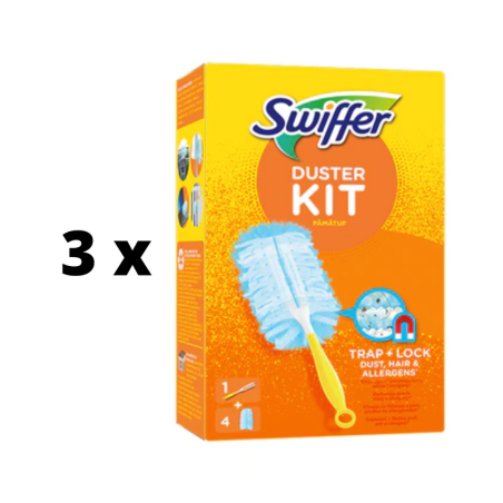 Swiffer Duster Starter Kit mini rankena + 4vnt papildymas  x  3 vnt. pakuotė
