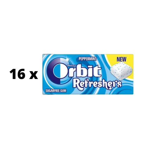 Kramtomoji guma ORBIT becukrė pipirmėčių skonio, refreshers, 18g  x  16 vnt.