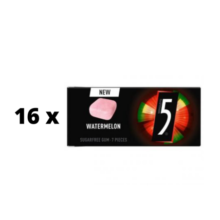 Kramtomoji guma  FIVE Watermelon, 7vnt,  14 g  x  16 vnt. pakuotė