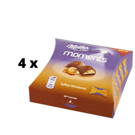 Saldainių dėžutė MILKA Moments Toffee Whole Nut, 97g  x  4 vnt. pakuotė