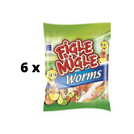 Guminukai FIGLE MIGLE Worms, 80 g  x  6 vnt. pakuotė