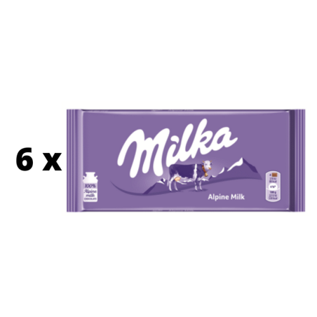 Šokoladas MILKA Alpine Milk, 100g  x  6 vnt. pakuotė