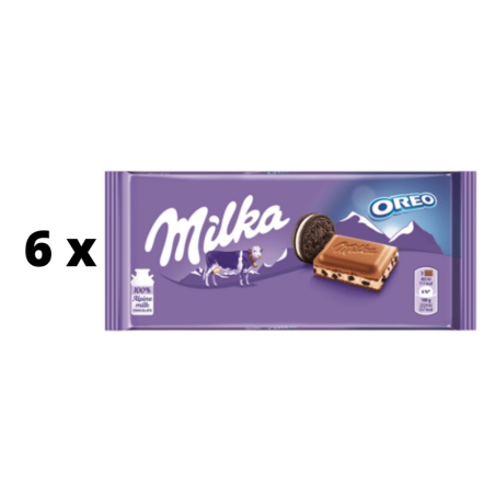 Šokoladas MILKA Oreo, 100 g  x  6 vnt. pakuotė