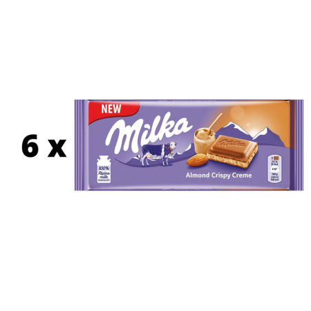 Šokoladas MILKA Almond, 90 g  x  6 vnt. pakuotė
