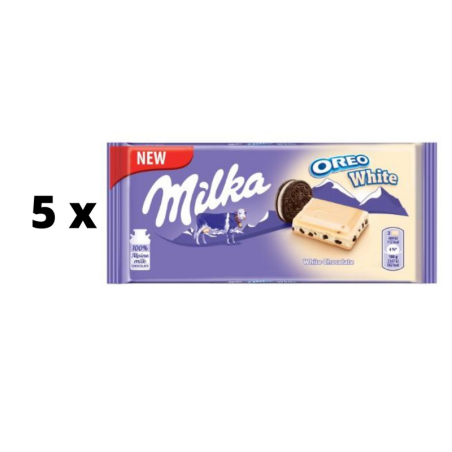Šokoladas MILKA Oreo White, 100g  x  5 vnt. pakuotė