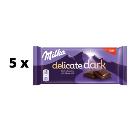 Šokoladas MILKA Delicate Dark, su Alpių pienu, 85g  x  5 vnt. pakuotė